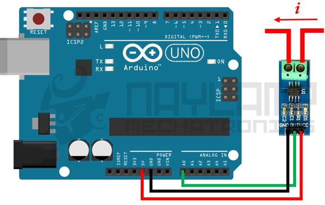 Conexiones entre ACS712 y Arduino